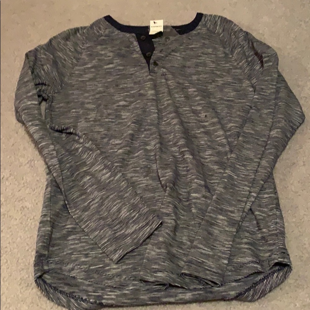 Express Navy Henley Button Long Sleeve Shirt